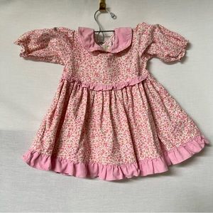 Mary’s Little Lambs Pink Floral Corduroy Dress.  Size 18-24 Months